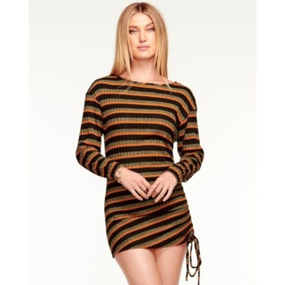 Ramy Brook Dresses & Skirts - Ramy Brook stripe clam sweater dress long sleeve ruched bodycon S